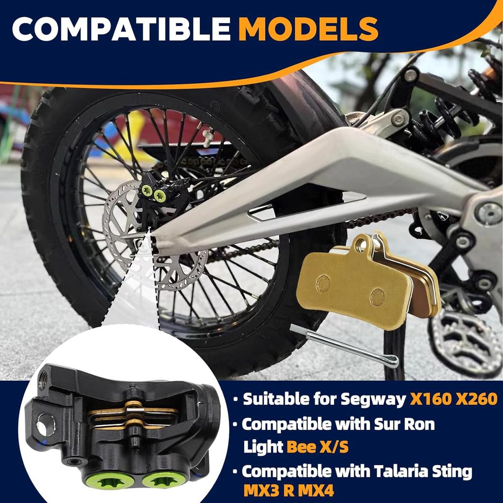 4-Pack Front and Rear Disc Brake Pads Replacement for Surron Light Bee X/S, Segway X160 X260, Talaria Sting R MX3 MX4 Electric Dirt Bike Parts