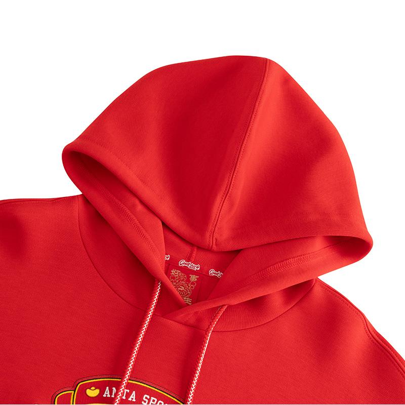Anta Good Things Happen Series Letter Print Loose Warm Hoodie Men Hoodies Deep-Red 152518725S-3
