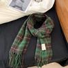 Korean Style Red Tassel Plaid Scarf: High-End, Warm Winter Shawl for Women