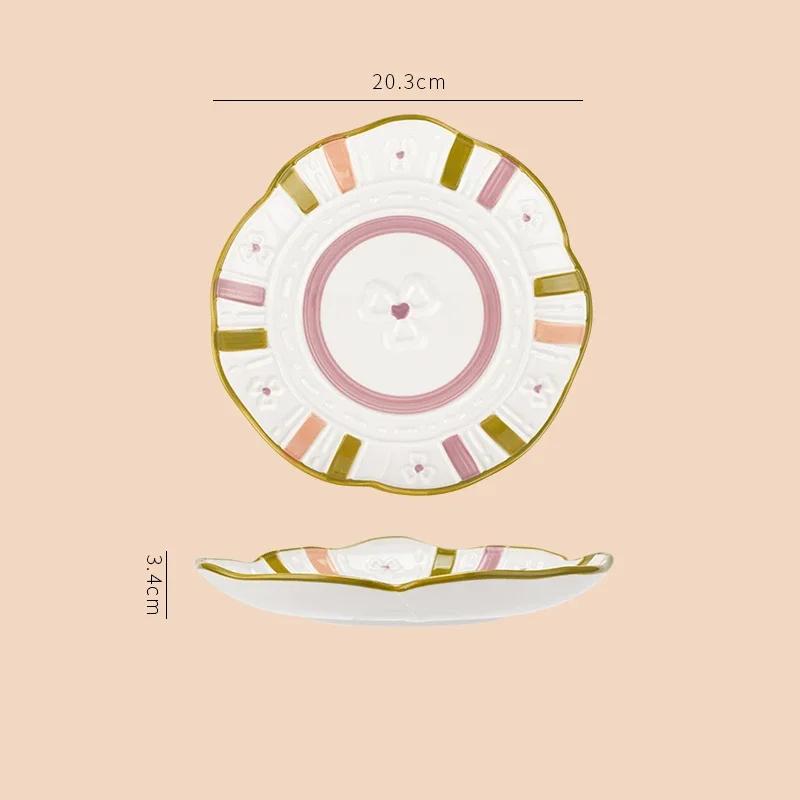 Изысканные рельефные керамические тарелки, симпатичные нестандартные салатницы, десертные миски, бытовые изысканные блюда, тарелка для стейка, уникальная столовая посуда