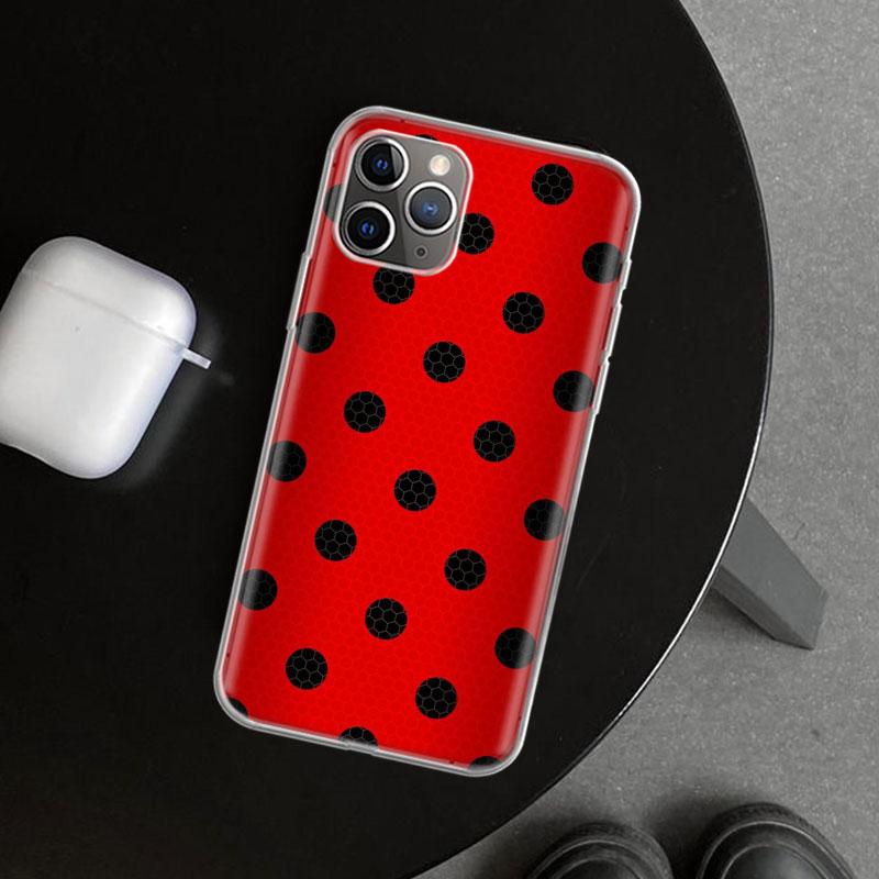 Чехол-накладка с рисунком семиточечной божьей коровки для iPhone 11 12 13 Mini 14 15 Plus 16 Pro Max 17 Air 7 8 + SE Арт Персонализированные Fundas