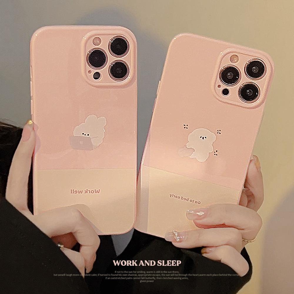 Простой мультяшный чехол для мобильного телефона 14pro Max 12 Apple IPhone 15 Медово-розовый 11 Милый Подходит для 16pro Мягкий
