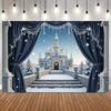 Winter Ice Snow Castle Photography Background Snow Scene Frozen Forest Wonderland Christmas Party Home Decor Photo Backdrop Prop1