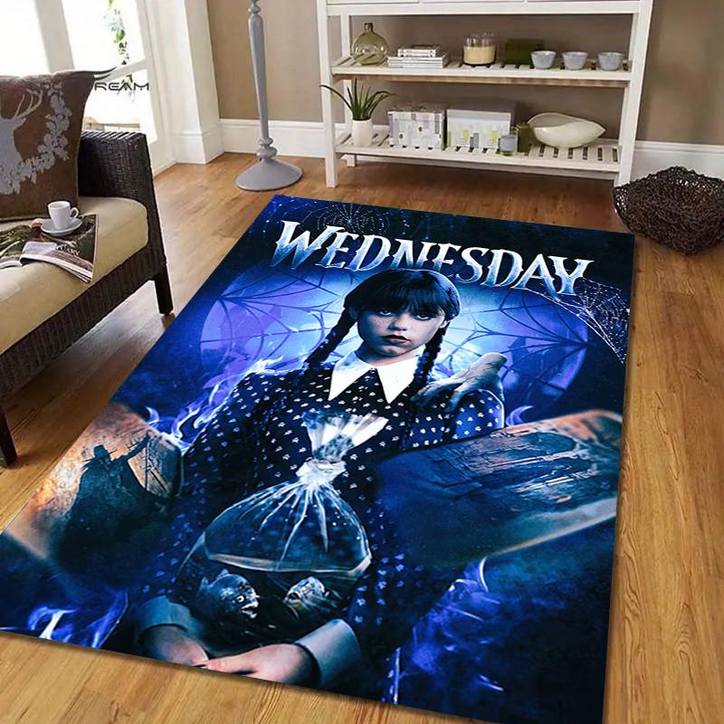 Wednesday Addams Style Crystal Velvet Rug, Soft Anti‑Slip Crystal Velvet Carpet for Living Room Bedroom Home Decor