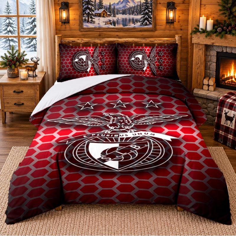 Benfica Pattern Bedding 3Pcs Set Bed Sheet And Pillowcases For Indoor Bedroom