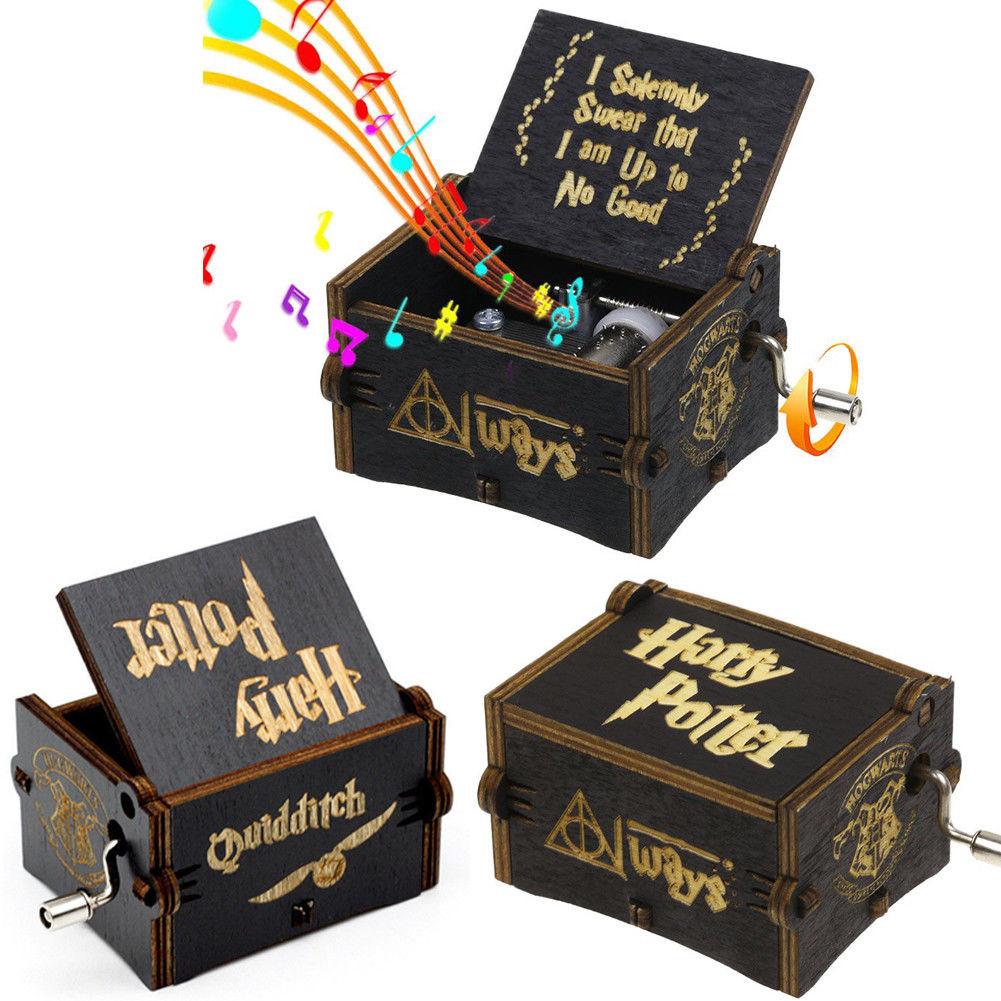 Black Potter Harry Music Box Engraved Wooden Music Box Interesting Toy Xmas Gift