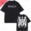 Футболка RVCA Черная Футболка Летняя Хлопковая Футболка Летняя Короткий Рукав Мода Мужчины Женщины Дизайн Бренд Футболка Топ Уличная Одежда