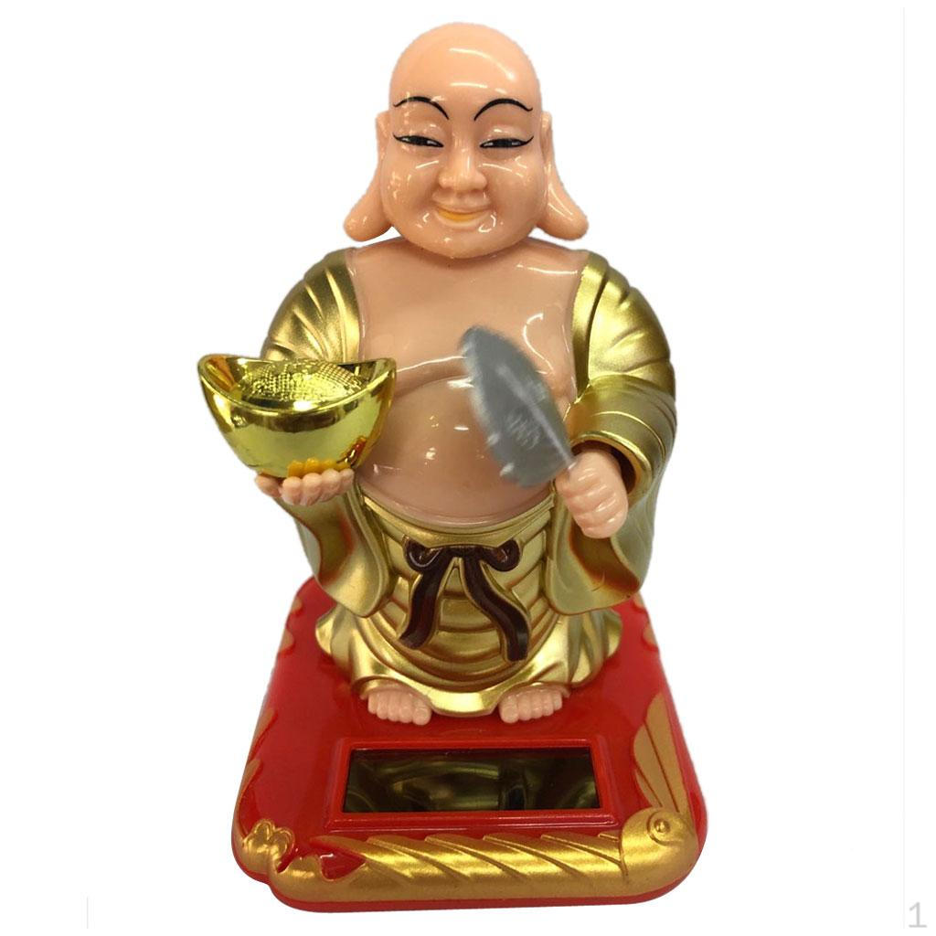 Solar Powered Bobble Toy Figure Buddha , Car Dashboard Ornaments-2.36x2.76x3.94inch