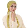 Solid Color Long Tail Turban Hat for Women