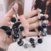 Double Layer Rhinestone Phone Chain Glitter Beads Bag Pendant Beaded Cell Phone Lanyard  Key Chain