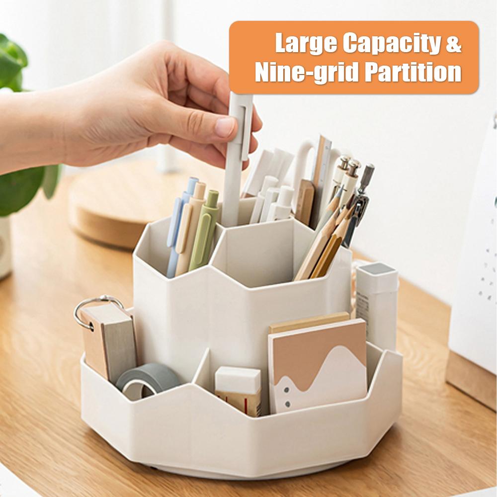 Pencil Pen Holder for Desk 9 Slots 360 Degree Rotatable Desktop Organizer Makeup Brush Storage