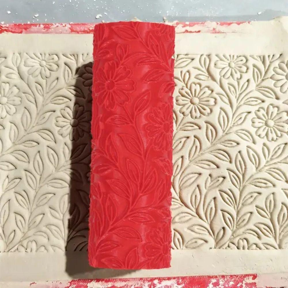 Daisy Flower Pattern Clay Roller Versatile Reliefs Tool Creative Embossed Rod  Art Craft