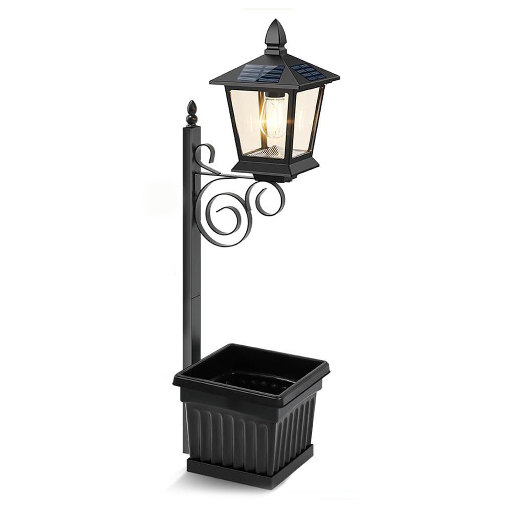 Outdoor Solar Planter Light Auto On/off Sensor Wall-Mounted Solar Garden Light for Outside Front Door Yard (No Flowers Included)