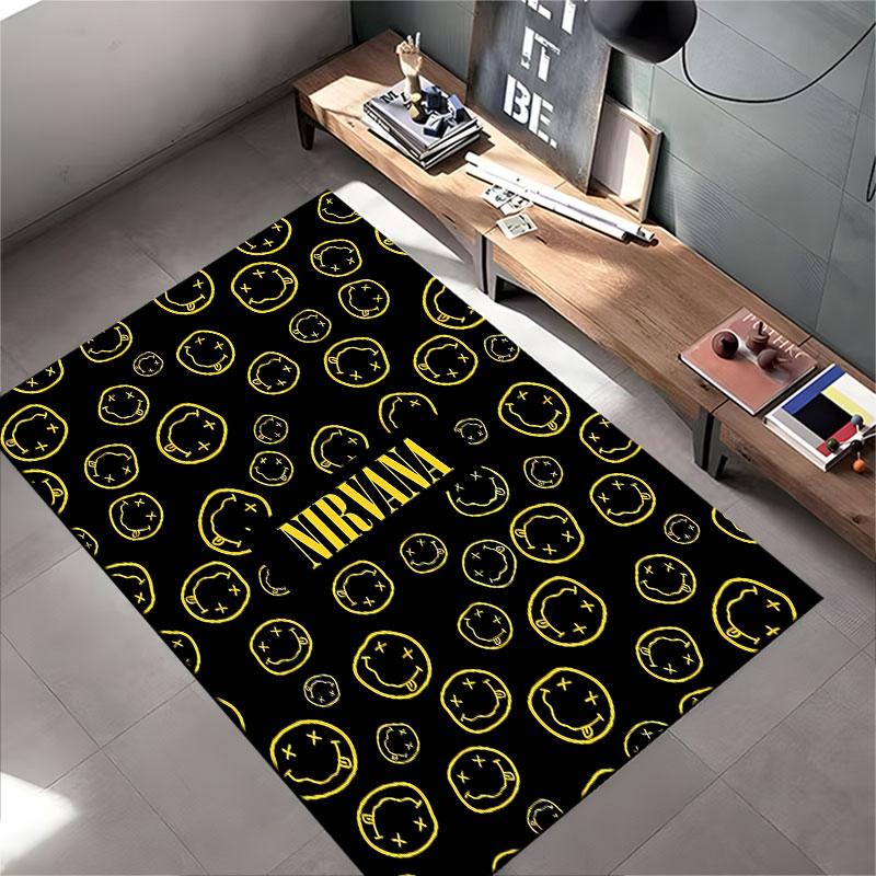 Ковер с дизайном смайлика Nirvana, подходит в качестве нескользящего коврика для гостиной или дивана в спальне