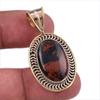 Natural Mahogany Obsidian 925 Sterling Silver Jewelry TwoTone Pendant 1.50" C4k51