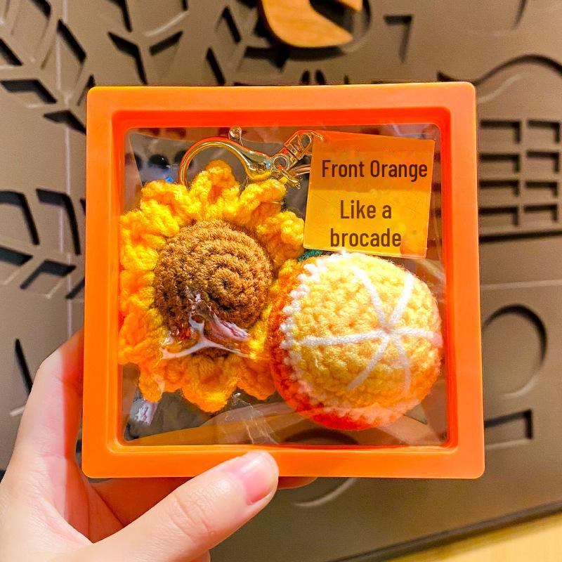 Plush Crocheted Persimmon Peanut Keychain Doll - Handmade Wool Pendant, Perfect New Year Gift