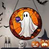 Halloween Suncatcher Decoration Spider Pumpkin Bat Witch Broom Ghost Stained Glass 2D Flat Acrylic Wall Window Hanging Sign Ornament