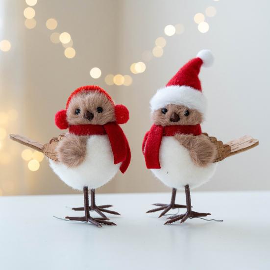 Милое пушистое плюшевое пенопластовое украшение на рождественскую елку в виде птички, фигурка имитирующей птицы