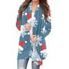 Women's Fashion Christmas Print Jacket Long Sleeve Casual Cardigan Coat