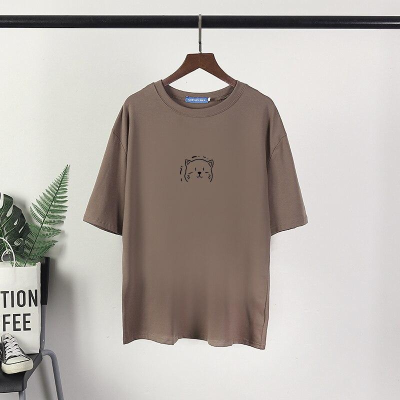 Kawaii летние футболки с короткими рукавами, 8 цветов, женские мягкие футболки большого размера, хлопковые свободные топы, женская одежда больших размеров