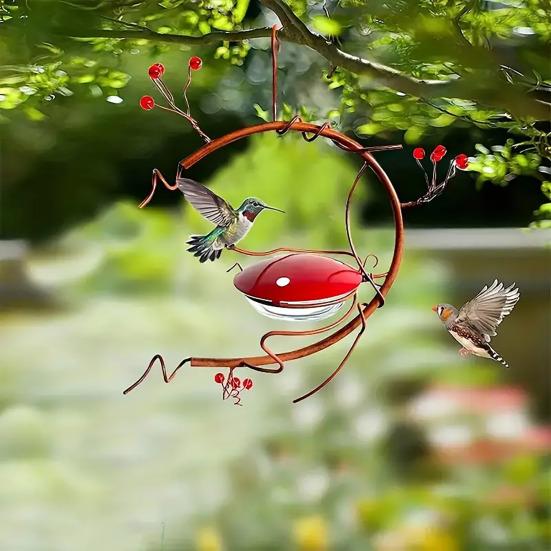 Кормушка для колибри для улицы, подвесная железная кормушка для диких птиц с защищенными от пчел отверстиями для кормления, для крыльца, заднего двора, садового декора