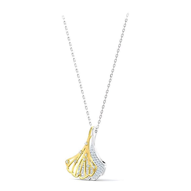 Swarovski Stunning Ginko Ginkgo Leaf Japanese and Korean Sweet Metal Necklace Women's White 5515462