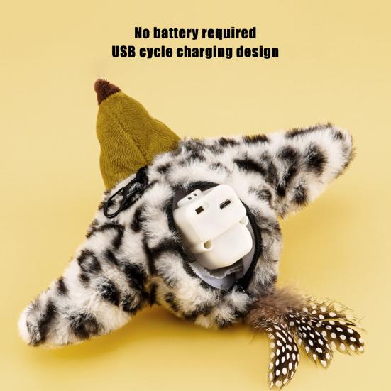 Игрушка для кошек USB перезаряжаемая электрическая имитация птицы с кошачьей мятой плюшевая летающая птица с реалистичным щебетанием для упражнений для котят