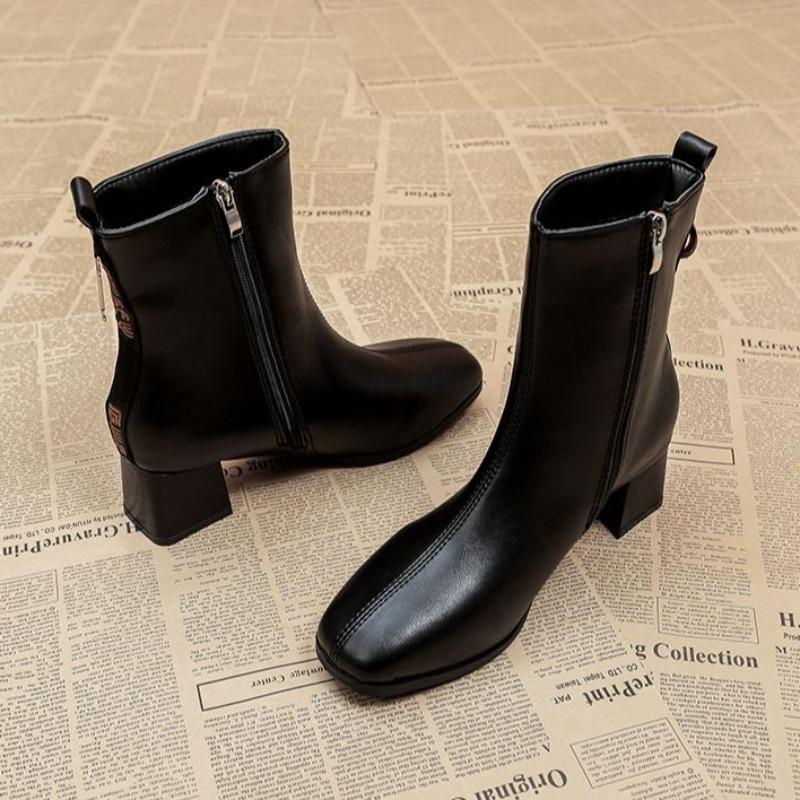 Женские ботильоны Combat Ankle Boots на меху, элегантные, на среднем каблуке, женские короткие туфли в стиле панк, коричневые ботинки, осенние ботинки высокого качества