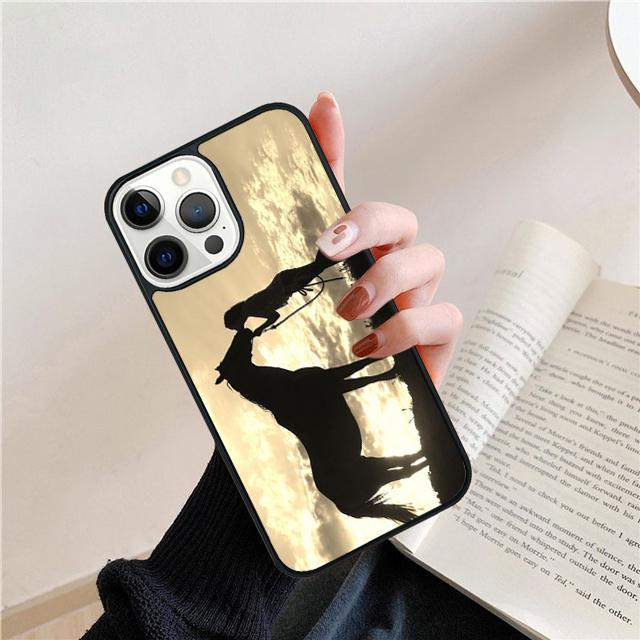 Чехол-силуэт ковбойши с коровой и лошадью для iPhone 17 Air 15 16e 14 13 12 Pro Max 11 Pro Max Plus Чехол для телефона Coque