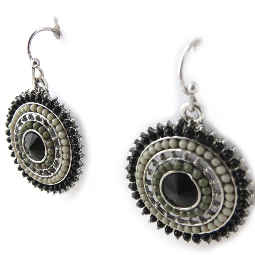 Les Trésors De Lily [N0755] - дизайнерские серьги «Алтай» черно-серые.