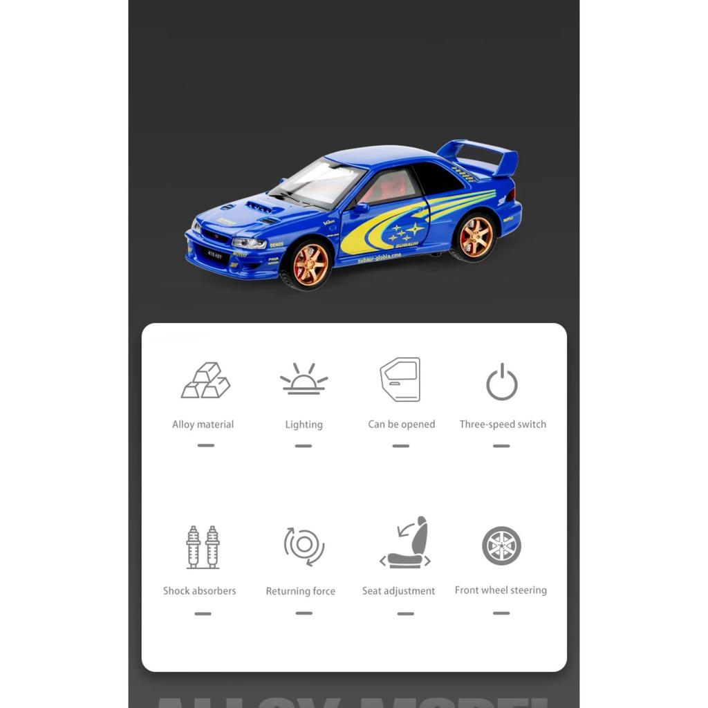 1/32 Subaru Impreza WRX STI Supercar Diecast Model Alloy Metal Car Classic Love Collection Hobby Birthday Gifts with Friend