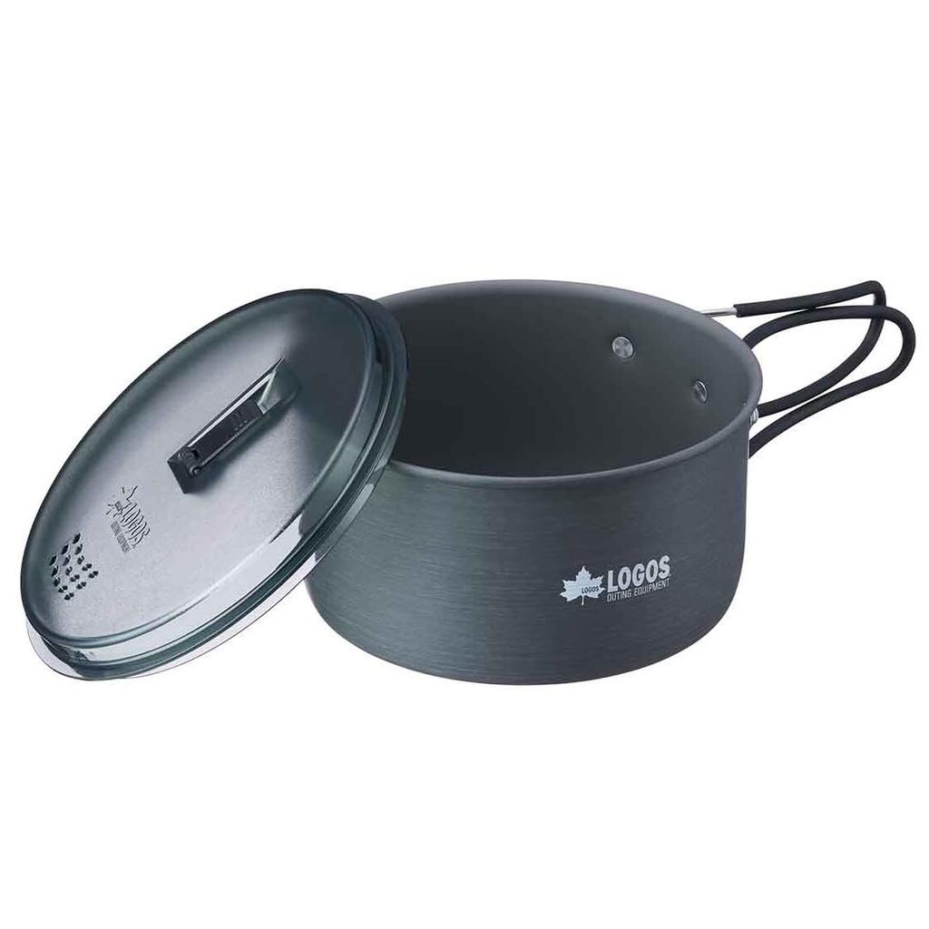 LOGOS LOGOS Water Strainer Cooker Set 81210211 Gray Diameter x Height Total Length 25cm Camping Hard Anodized Finish [Pot] (approx.) 16.5 8.2cm /