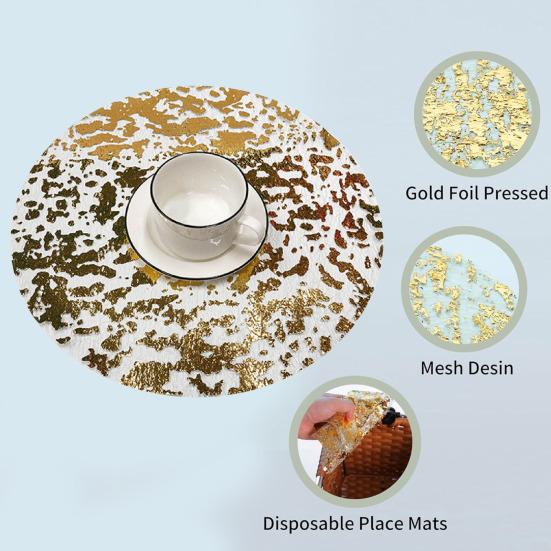 10/20 шт. салфетки из золотой фольги, прессованные одноразовые коврики для стола, нескользящие термостойкие коврики для кухонного стола, украшения для вечеринок
