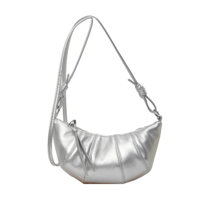 Сумки через плечо из искусственной кожи в форме рога, простые, универсальные, на молнии, супер крутые, изысканные, полумесяц, женские сумки через плечо, модный новый стиль