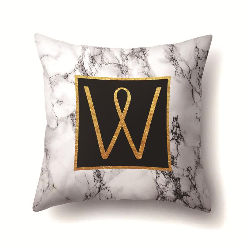 Полиэстеровая наволочка Домашняя Принт Мрамор Черный Золотой Наволочка 26 Английских Букв Наволочка