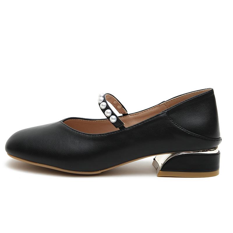 Туфли Мэри Джейн Женские 2025 Лето Одинарные туфли Французские Нежные На плоской подошве Средний высокий каблук Тонкие Маленькие Кожаные туфли Нежный Ветер