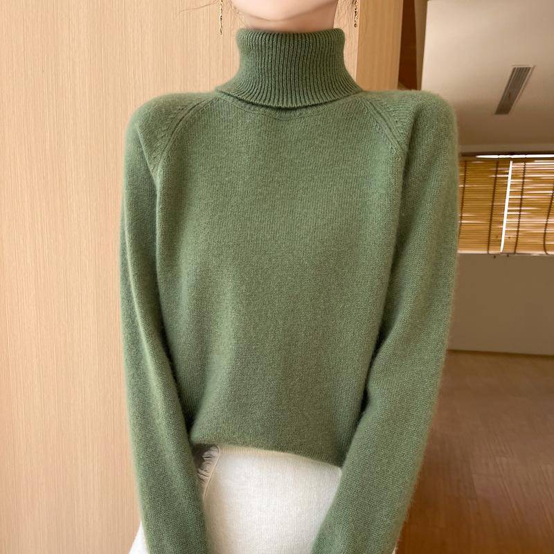 DAFIFY Women's Fashion Casual Fall Winter Solid Color Print Long Sleeve High Neck Sweaters