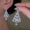 Live Broadcast Of The Same Earrings, Slightly Inlaid Zircon Christmas Tree Earrings For Women, Exquisite Versatile Pastoral Earrings