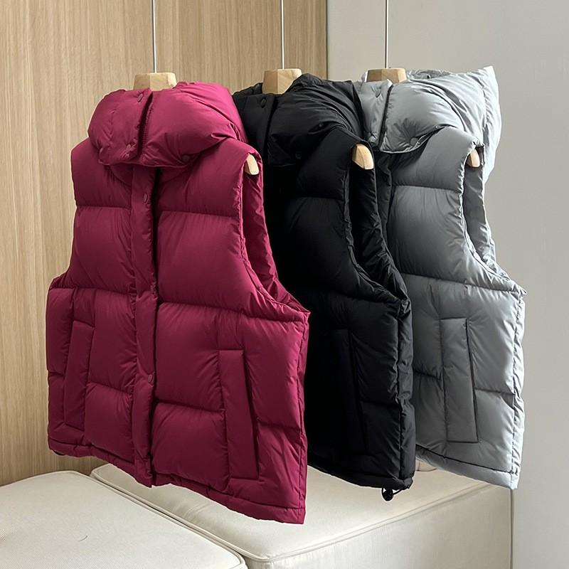 Womens Premium Down Vest 90% White Duck Hooded Puffer Sleeveless Jacket Winter 2026 Thick Warm Outerwear