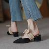 Fashion New Pointed Female Butterfly-Knot Women 2024 Slippers Casual Square Heel Loafers