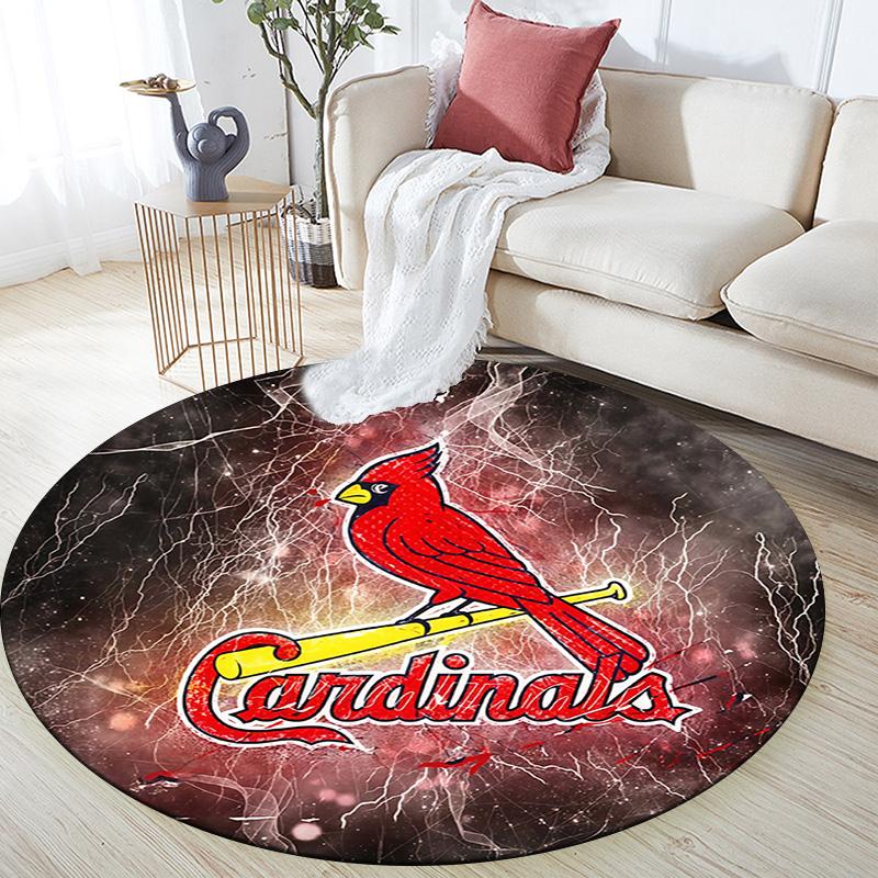 St.Louis Cardinals Round Area Rug,Carpet Rug for Living Room Bedroom Sofa Playroom Decor,Non-slip Floor Mat