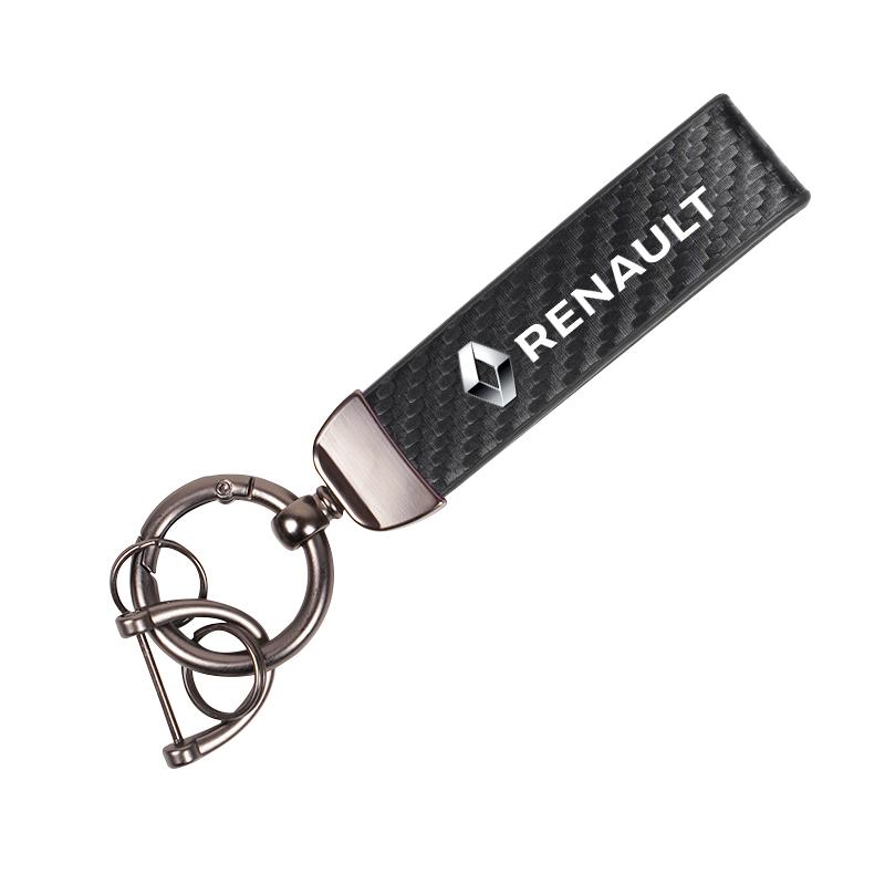 For Renault 2026 New Hub Caps 1Pcs Carbon Fiber Leather Car Keychain Key Ring Chain For Renault Clio Kadjar Koleos Megane Espace