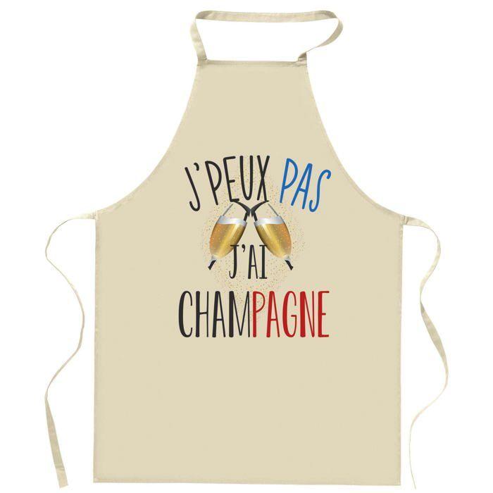 Tablier de cuisine - J'peux pas - Champagne - Coton résistant - Impression bretonne