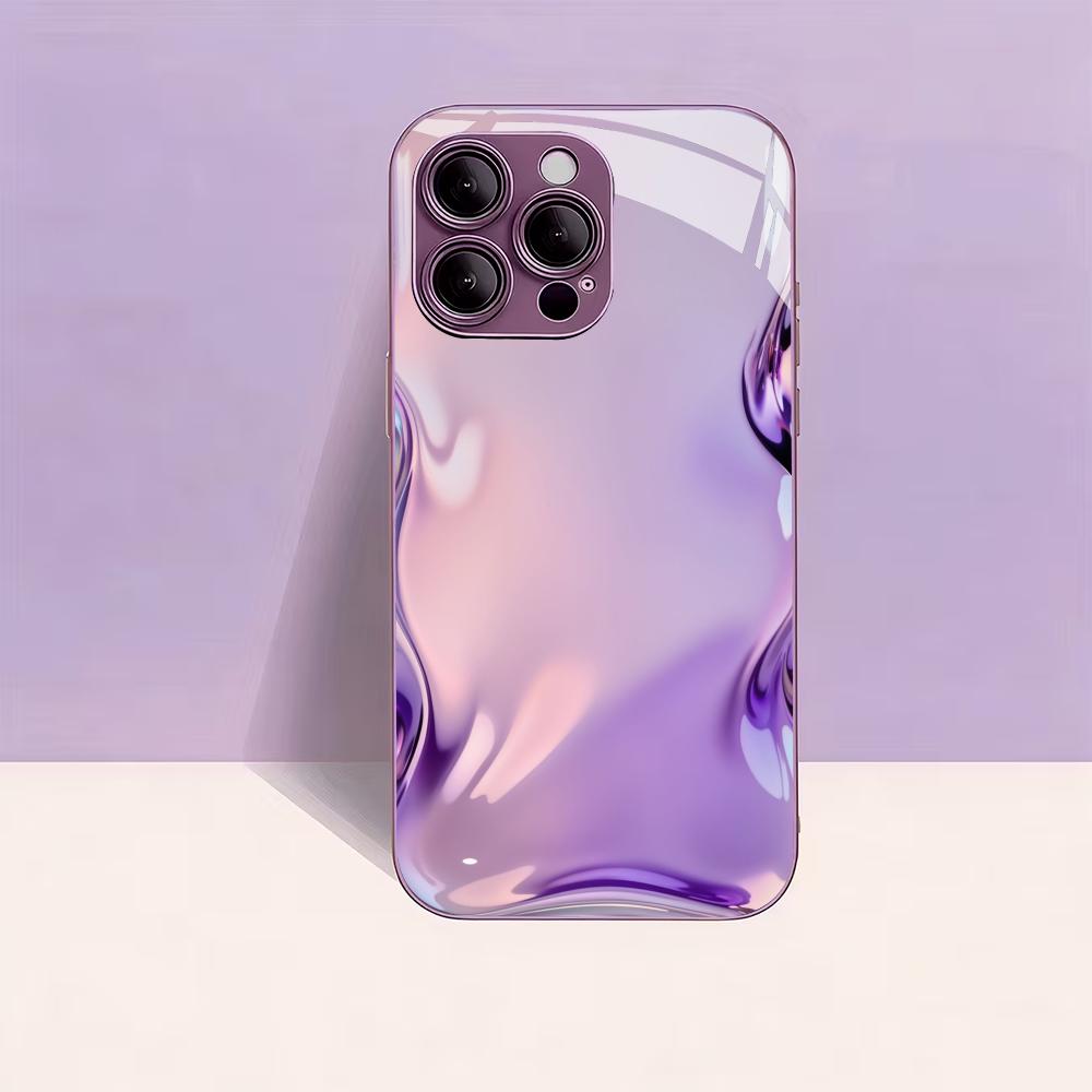 Стильный металлический фиолетовый жидкий для чехла iphone для чехла iphone 17 Модный чехол fundas Стекло для iPhone 17 16 15 14 13 pm Pro Plus