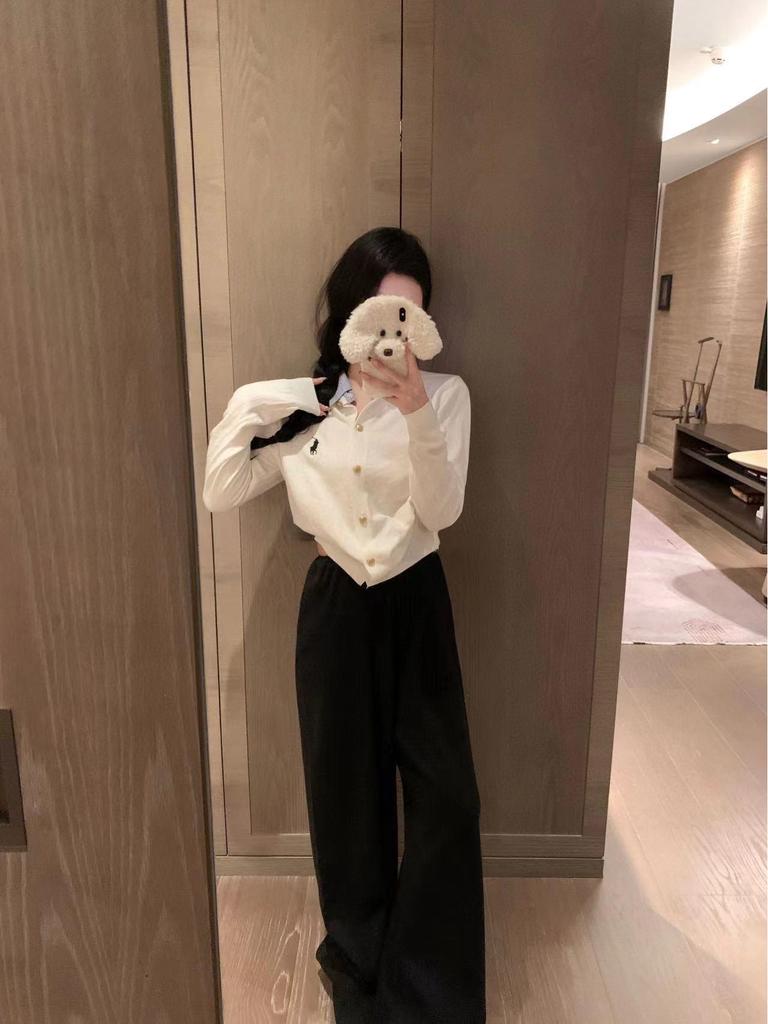 Женский вязаный кардиган Ralph Lauren в стиле пэчворк с вышивкой и воротником поло