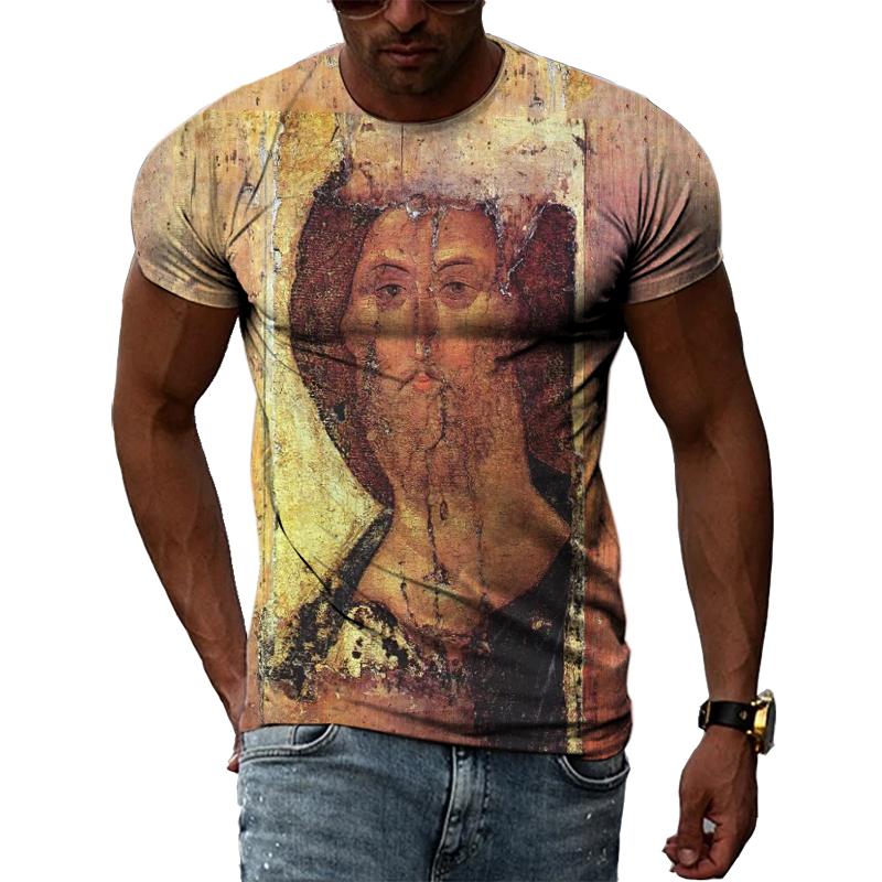 Летние Ретро египетские фрески графические футболки мужские повседневные личности крутая футболка с 3D принтом хип-хоп Harajuku футболка с короткими рукавами
