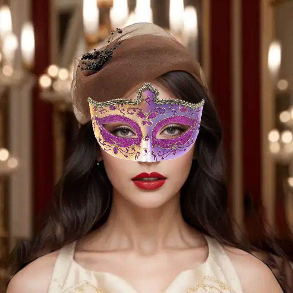 Half Face Mask Halloween Masks Plastic Venice Mask Creative Glitter Mask Prom Party Supplies