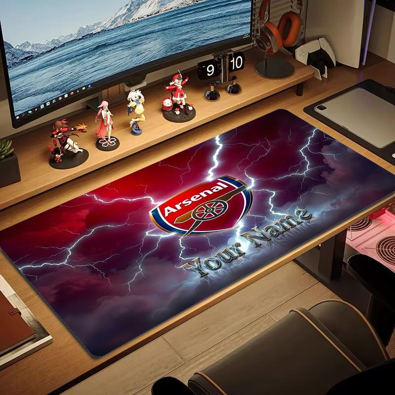 Игровой коврик для мыши Arsenal F с индивидуальным именем, большой размер, подушка для игровой поверхности стола, нескользящий, для ноутбука, планшета, большой коврик XXL, коврик для мини-ПК с заблокированным краем