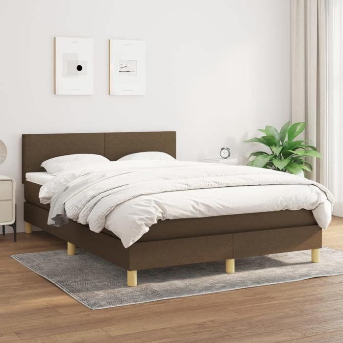 Maison Exclusive - Sommier à lattes de lit avec matelas Marron foncé 140x190 cm