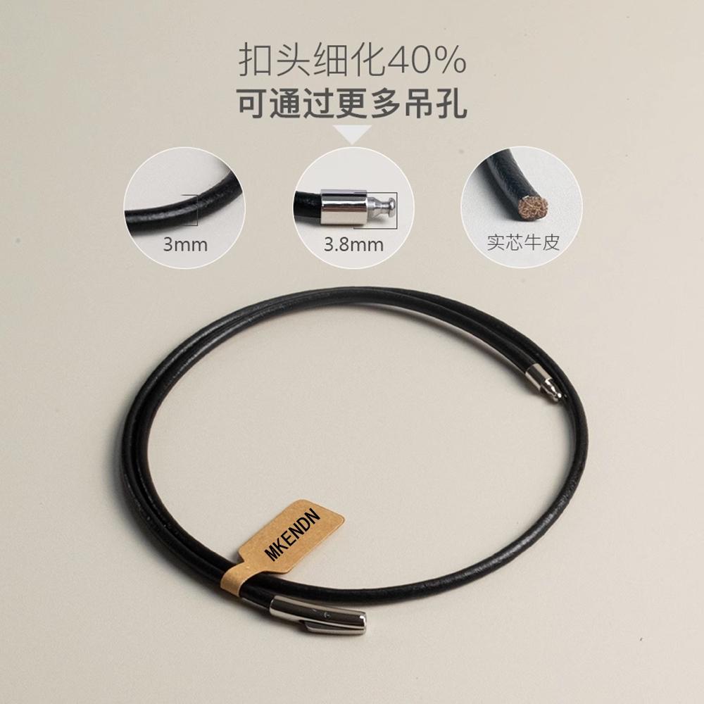 Handmade Simple Primary Cowhide Choker Necklace Leather Necklace Stainless Steel Clasp Male Women Jewelry
